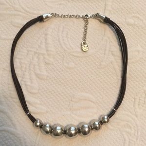 Silver & Leather Necklace by Uno de 50